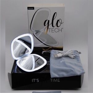 GLO TECH LED COMPACT MIRROR 1X And 10X MAGNIFICATION Rechargeable NEW